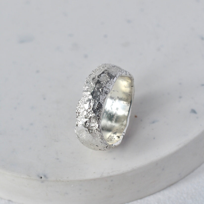 Chunky Sandcast Silver Ring - Paisley Pins