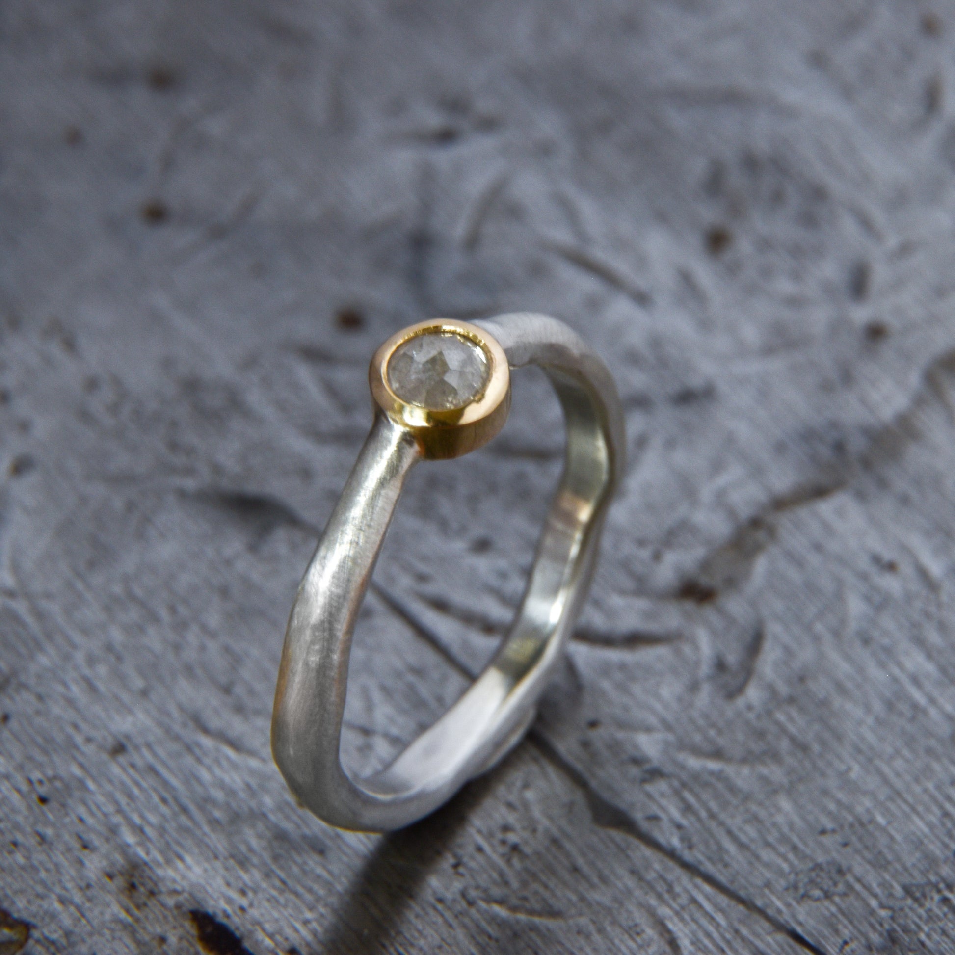 Grey Rose Cut Diamond Ring - Paisley Pins