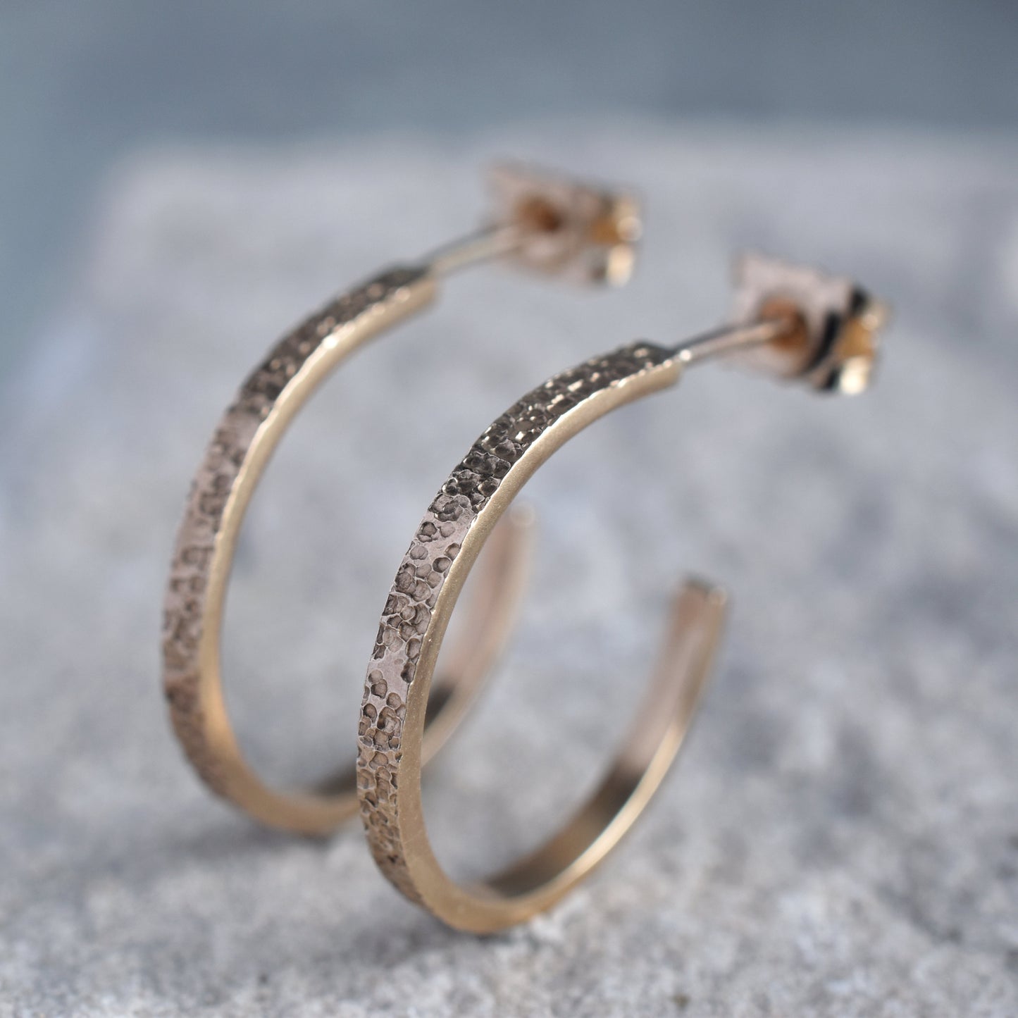 Lichen Gold Hoop Stud Earrings