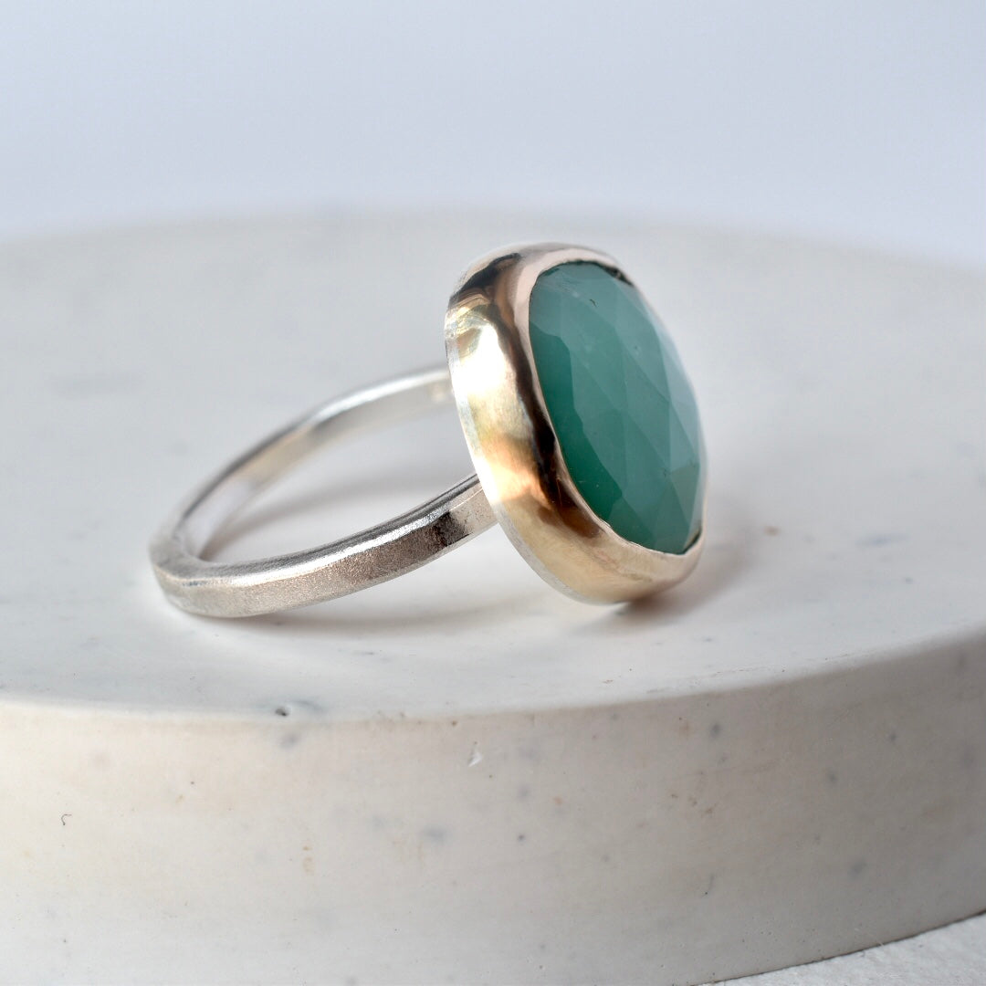 Chrysoprase Gold/Silver Ring - Paisley Pins