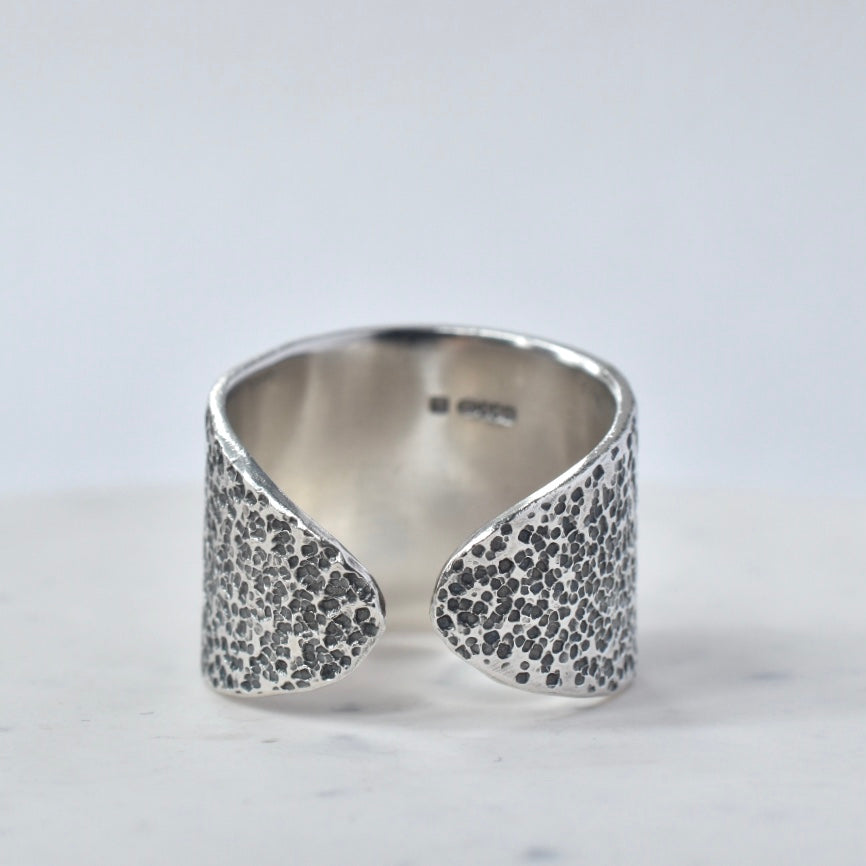 Textured Silver Open Ring