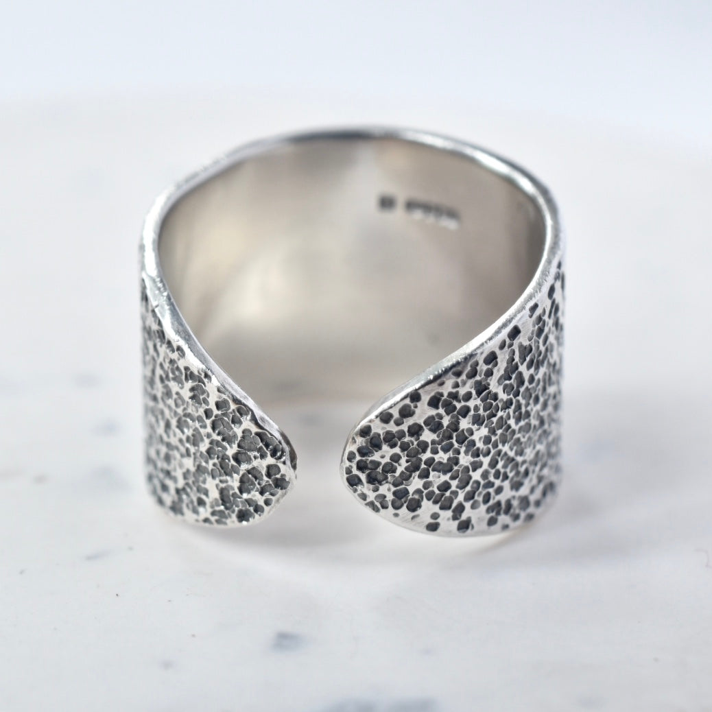 Textured Silver Open Ring - Paisley Pins