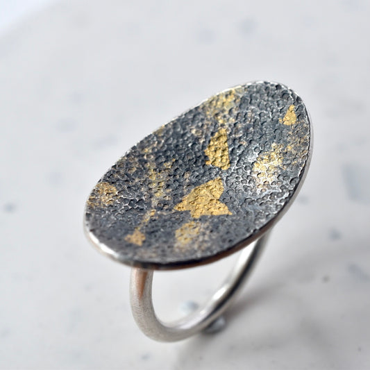 Oxidised Silver & Gold Ring