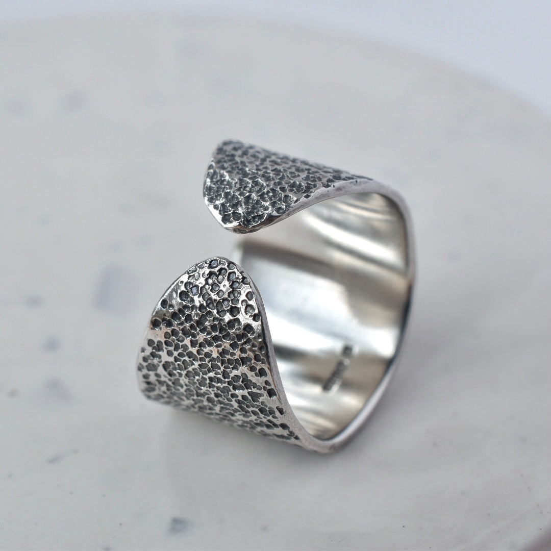 Textured Silver Open Ring - Paisley Pins