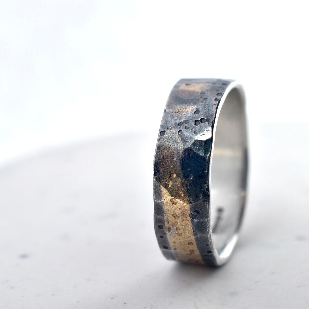 Oxidised Silver & Gold Ring