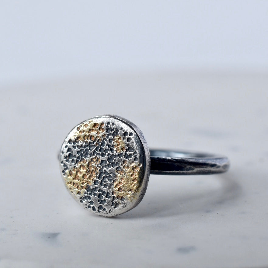 Oxidised Lichen Pebble Pendant - Paisley Pins