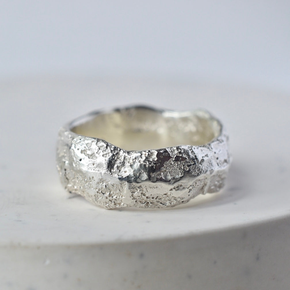 Chunky Sandcast Silver Ring - Paisley Pins
