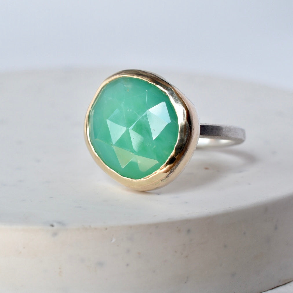 Chrysoprase Gold/Silver Ring - Paisley Pins