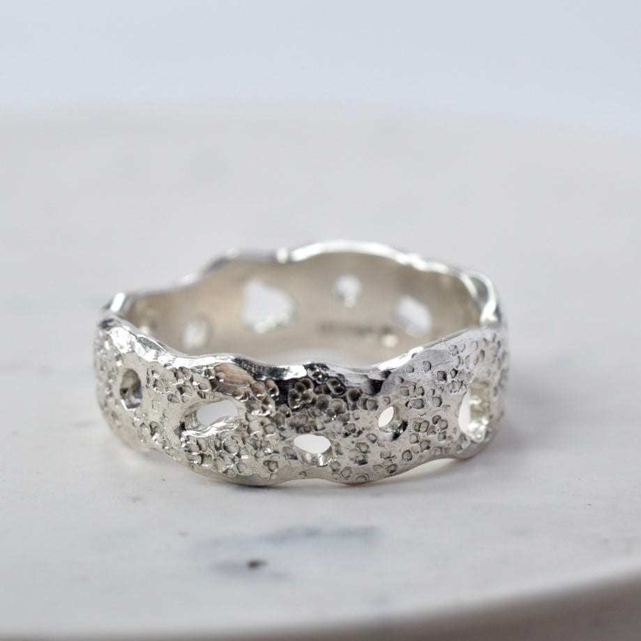 Organic Textured Silver Ring - Paisley Pins