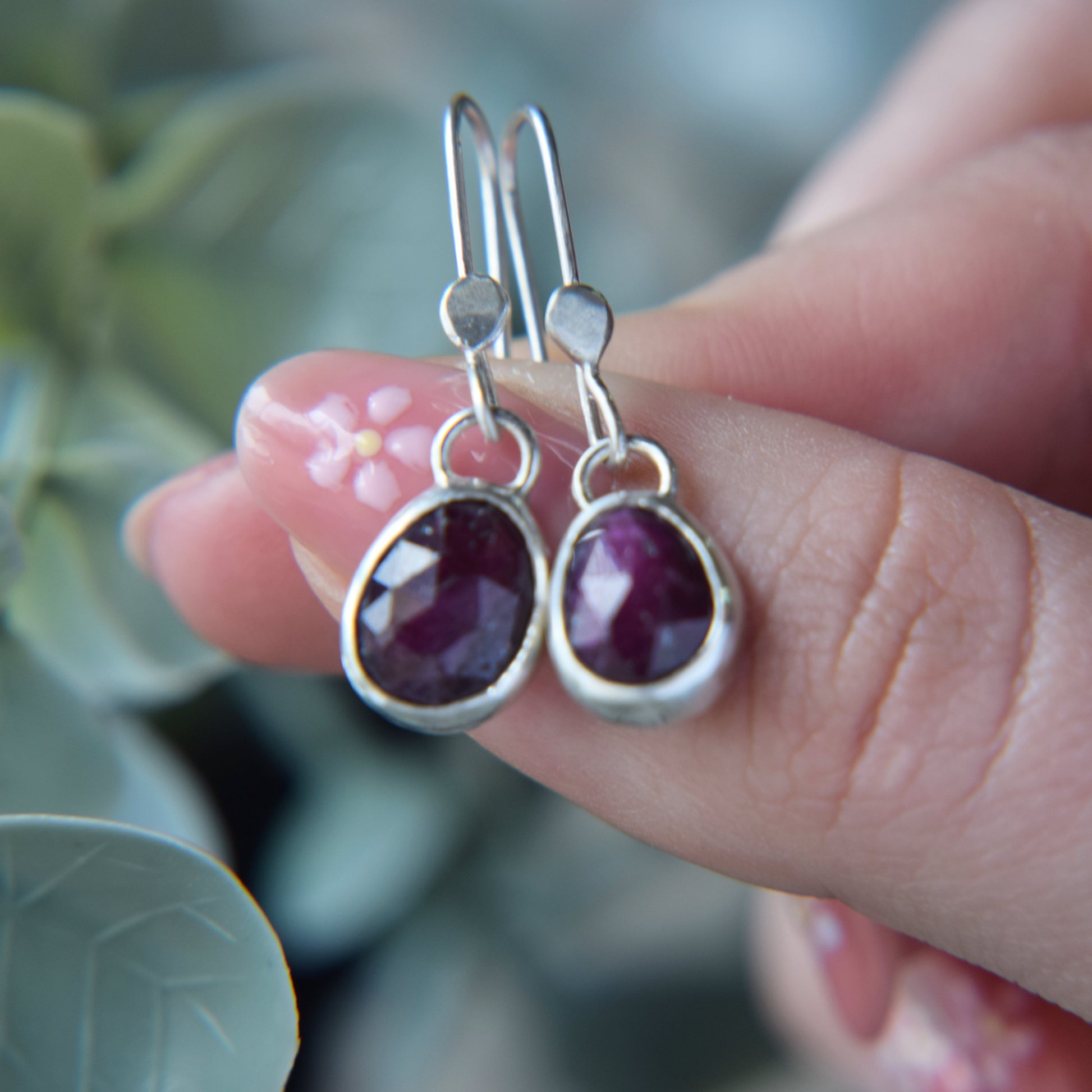 Ruby Silver Earrings - Paisley Pins