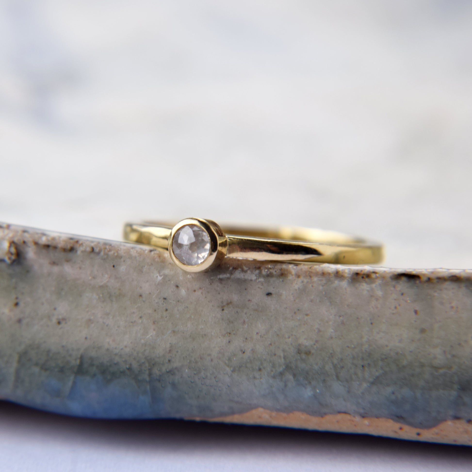 18ct Gold Ring with Rose Cut Diamond - Paisley Pins