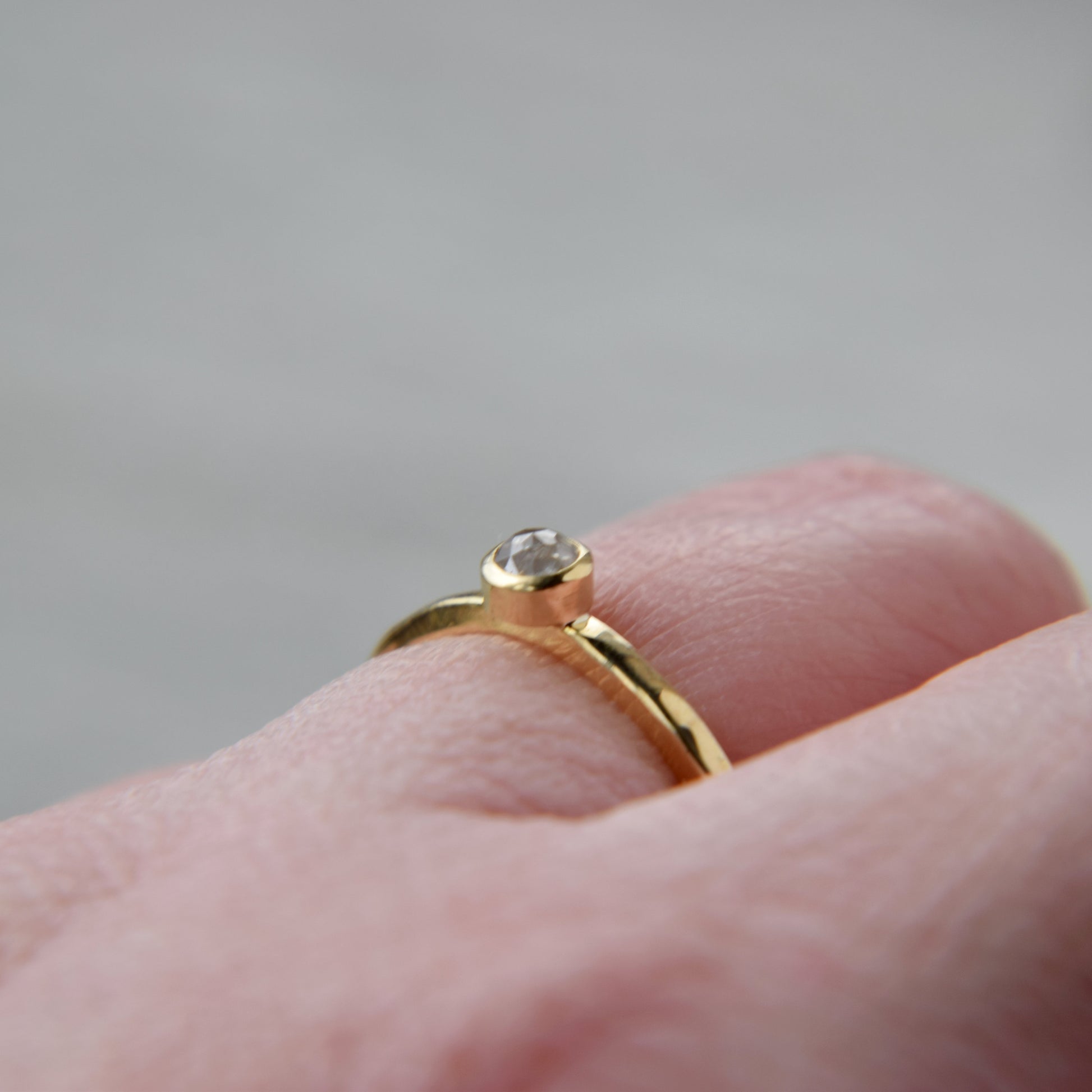 18ct Gold Ring with Rose Cut Diamond - Paisley Pins