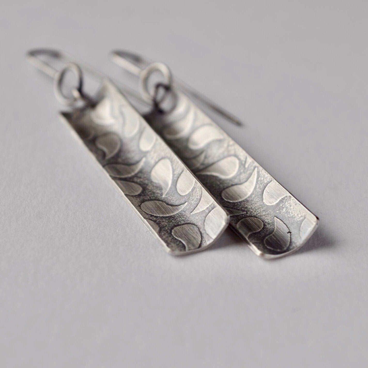 Textured Paisley Drop Earrings - Paisley Pins