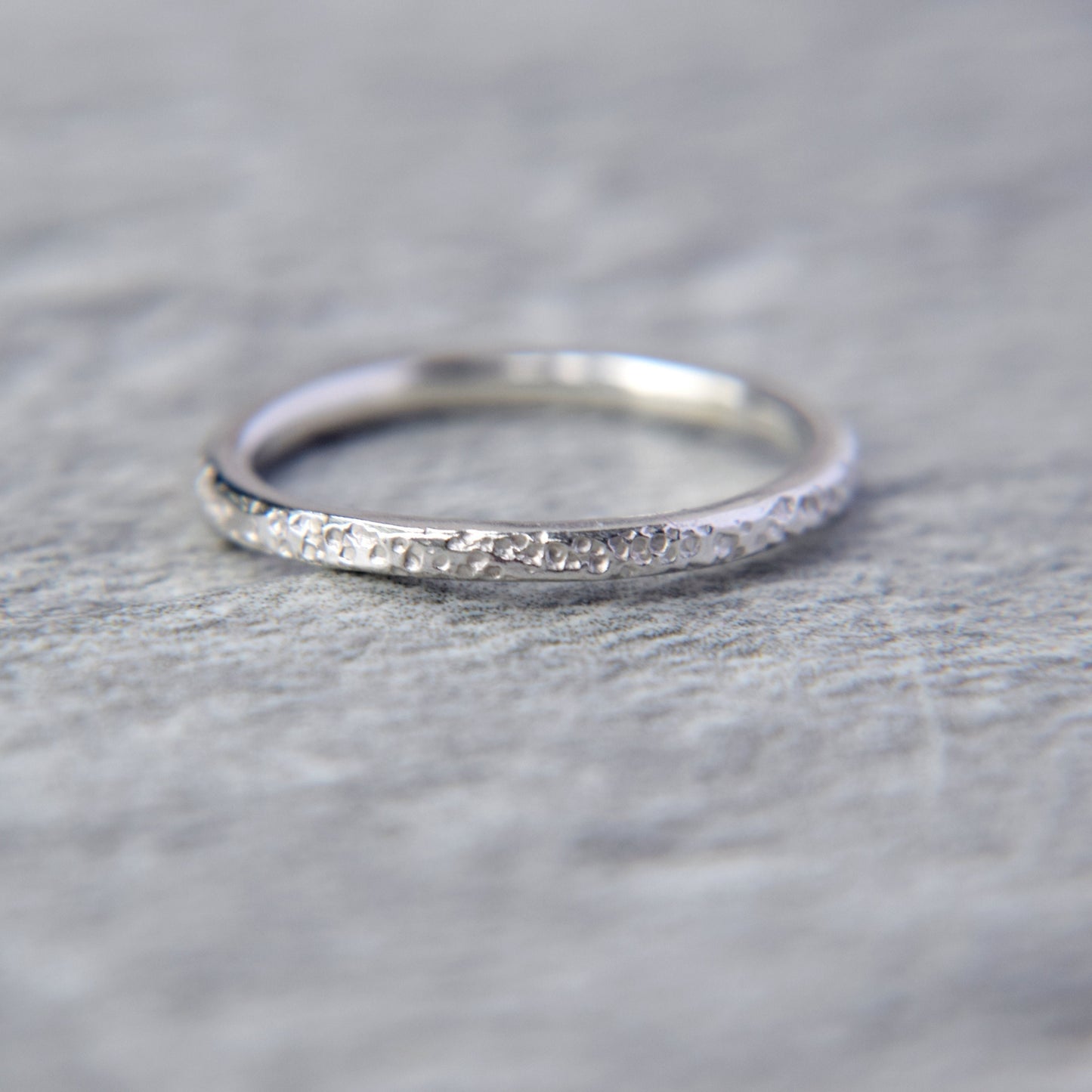 Silver Lichen Stacking Ring