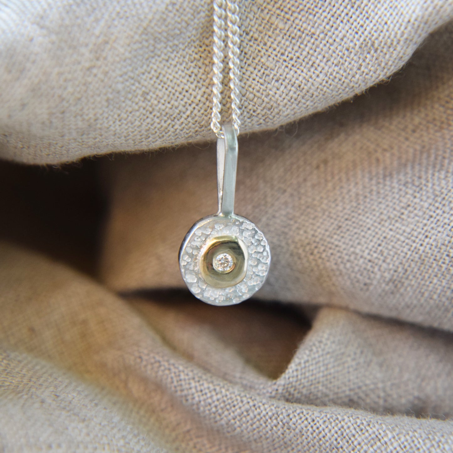Moissanite silver & gold pendant - Paisley Pins